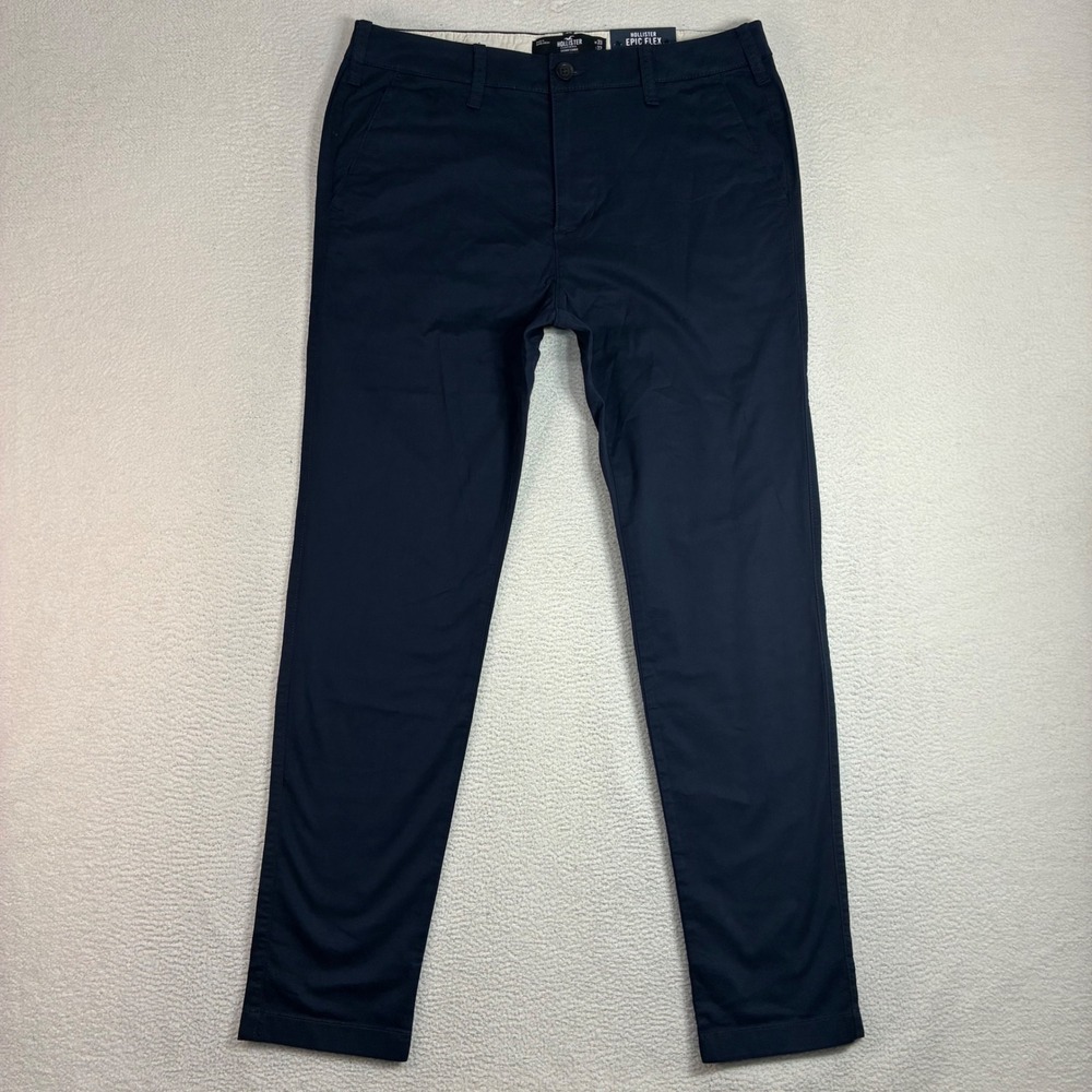 Hollister Epic Flex Skinny Chino Pants Men 33x32 Blue Stretch Casual Preppy NWT